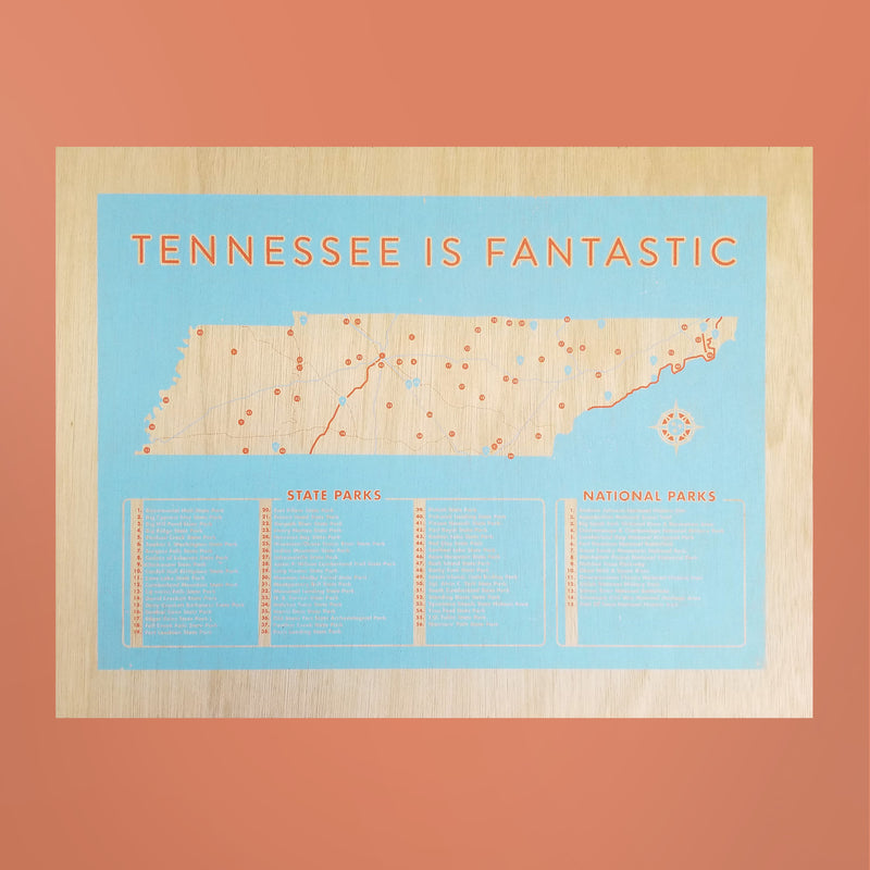 TN is Fantastic Map Wood Print